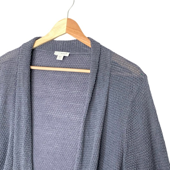 J. Jill Pure Jill Linen-Blend Open-Front Cardigan Blue Gray Large - Picture 2 of 10